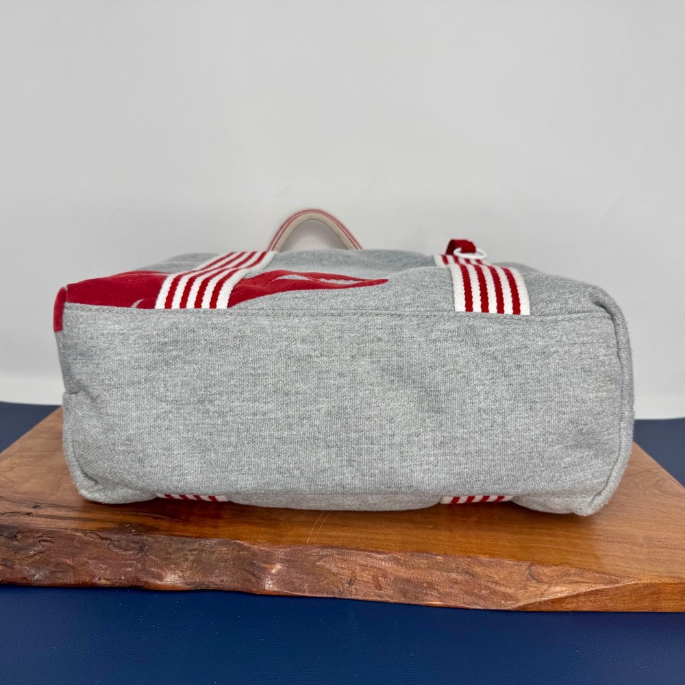 Y2K Lacoste Tote Bag Gray Sweatshirt Red Striped Velvet Crocodile Logo - Picture 4 of 13
